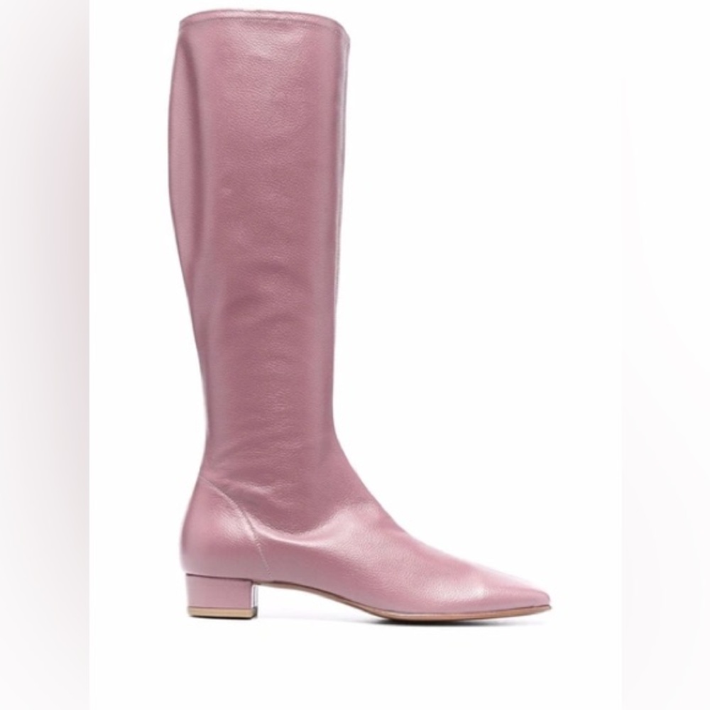 NIB By Far Edie Boots in Lavender Gloss Grained Leather
